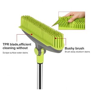 Balai rotatif en acier inoxydable avec brosses en plastique TPR, balai magique doux pour nettoyer les tapis et les sols, ensemble balai et pelle - Product Image 4