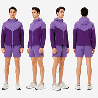 Ensemble de veste et short de course unisexe pour hommes et femmes, survêtement 2 pièces, coupe-vent à capuche, vêtements de sport, logo personnalisé, vente en gros