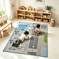 Tapis éducatif personnalisé avec logo, carte routière imprimée, lavable, antidérapant, tapis d'activités pour enfants, pour chambre d'enfant, salle de classe, tapis préscolaire