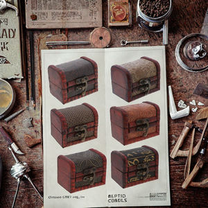 प्राचीन लकड़ी के खजाने बॉक्स और आभूषण मामले यादृच्छिक शैली पॉलिश क्रिसमस छाती घर सजावट पैटर्न लकड़ी से बनी पेंटिंग - Product Image 2