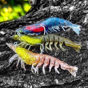Spinpoler 3 piezas de <span class=keywords><strong>camarones</strong></span> pre-montados con anzuelo afilado, señuelo de plástico blando UV que brilla en la oscuridad, tipo langosta sin enredos para pesca de lubina en el mar - Product Image 6