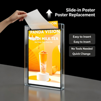 Boîte lumineuse publicitaire LED en verre trempé ultra-mince avec insertion supérieure et affichage rapide pour affichage de menus de restaurant