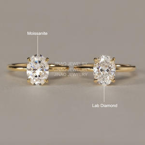 बिजोक्स महिला सगाई ब्रांड लक्जरी उपहार सोने 10k 14k gi def vs2 2ct 3ct 4ct 5ct अंडाकार लैब बनाया गया हीरा छल्ले - Product Image 2