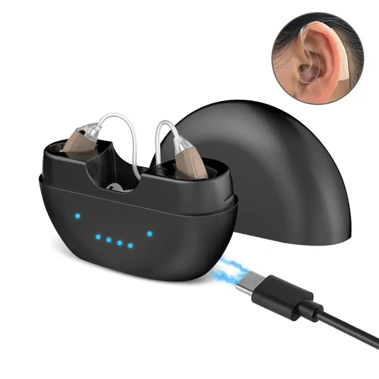 新しいデジタル高品質で低価格の補聴器シニアOTCBTE細いチューブ補聴器用の充電式Audifonos