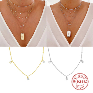 Collar de Clavícula ROXI de Plata de Ley 925 con Cadena de Cuentas Simple y Diamantes Apilados - Product Image 6