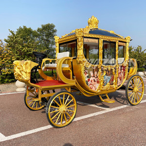 Carruaje Eléctrico Real con Diseño Ornamentado Dorado, Asiento Cómodo, Vehículo Turístico para Ceremonias de Boda y Carnaval - Product Image 1