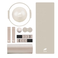 SANFAN Kit d'Accessoires Personnalisables Logo Yoga Pilates: Bande de Résistance Rose, Cercle de Pilates, Patins de Glisse Core, Poids Cheville