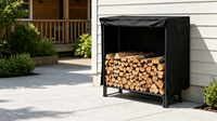 Support à bois de chauffage robuste en métal pour rangement extérieur avec housse imperméable pour patio, véranda, jardin