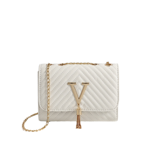 女士韩式斜挎小方包 <span class=keywords><strong>V</strong></span> 形压纹枕形拉链时尚奢华手提包带链条 - Product Image 1