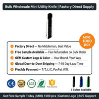Couteau utilitaire mini OEM en gros, couteau de poche portable, coupe-boîte, porte-clés multifonctionnel à lame à changement rapide en acier à haute teneur en carbone