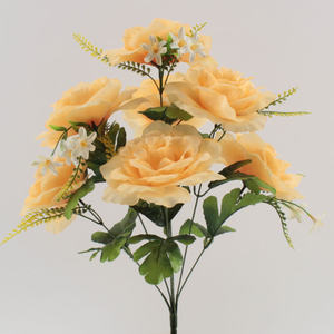 Di Yiwu forniture 7 teste di rosa bouquet di disposizione dei fiori artificiali funerale - Product Image 2