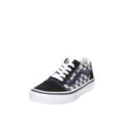 Baskets à lacets pour enfants, motif géométrique, tige en toile respirante, semelle extérieure en caoutchouc VN000CYVBLU1 Noir Blanc Tendance