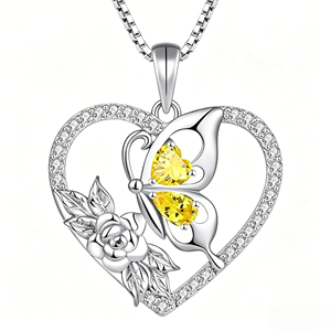 Collier pendentif en argent sterling S925 de luxe avec zircone cubique en forme de cœur, rose et papillon, fabrication directe <span class=keywords><strong>d</strong></span>'usine SPJ, OEM ODM, pour anniversaire - Product Image 6