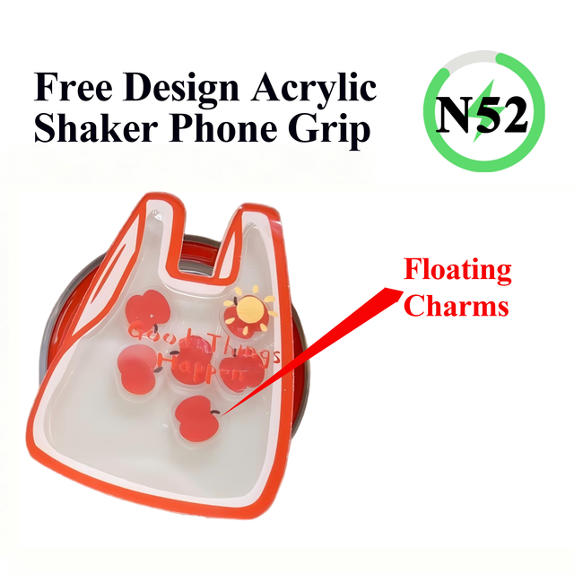 Custom Cartoon Magnetic Acrylic Floating Charms Shaker Popping Phone Socket Grip, Kawaii Cute Shake Phone GripTok Stand Holder