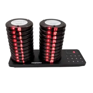 20pcs Round Mini Vibrating Beeper Waiter Buzzer Alarm Wireless Coaster Paging System Restaurant Pagers System