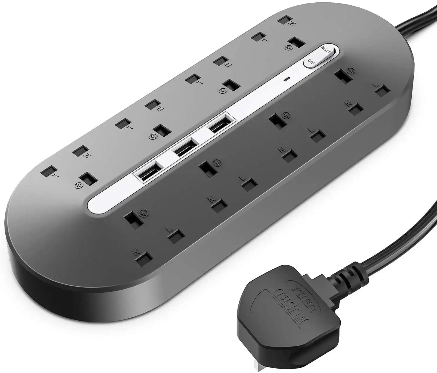 Stopcontacten Met 8 Manier Verlengkabel 2 Meter Snoer 3 Usb-poorten Standaard Uk Socket