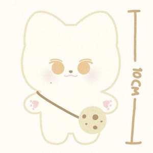 Customized 5mm Ultra Soft Fabric 10cm Yellow <b>Cat</b> Keychain with Cookie Mini <b>Backpack</b>, PP Cotton Filling - Product Image 6