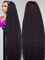 Perruques sans colle en cheveux humains vierges vietnamiens, double épaisseur, avec dentelle transparente HD, longues, noires naturelles, de luxe pour femmes