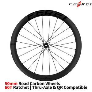 Jeu de roues de vélo de route en carbone Ferei 700C, frein à disque, clincher, tubeless, finition brillante, profondeur de jante 50 mm, roues pour le cyclisme sur route - Product Image 3