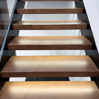 Escalier en bois massif de style design moderne avec balustrade et mains courantes personnalisables pour une utilisation en extérieur, installation facile
