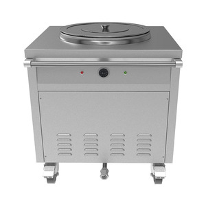 Chariot <span class=keywords><strong>de</strong></span> présentation isotherme commercial robuste en acier inoxydable pour aliments, système mobile à 4 roues, avec seau à bouillie/soupe inclus - Product Image 1
