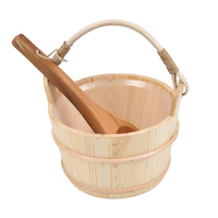 Offre Spéciale : Ensemble de Seau de Sauna en Acier Inoxydable Style Harvia avec Poignée, Louche et Thermohygromètre – Accessoires pour Sauna Finnois