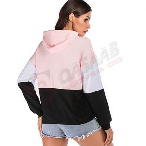 Court-Zip surdimensionné hiver nouveau Design vêtements de sport mode couleur bloc pull décontracté 100% coton couleur assortie femmes sweats à capuche - Product Image 2
