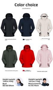 Veste imperméable, respirante, coupe-vent et résistante pour <span class=keywords><strong>homme</strong></span> et femme, 3 en 1, coque rigide épaisse, fermeture éclair, vêtements de sport d'extérieur - Product Image 3
