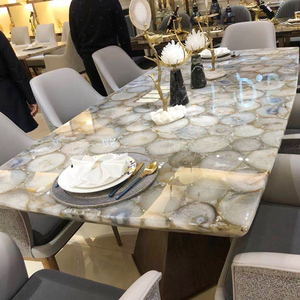 Set Tavolo da Pranzo Rotondo di Lusso in Quarzo Citrino Giallo con Piano Girevole <span class=keywords><strong>per</strong></span> Villa e Ristorante - Product Image 5