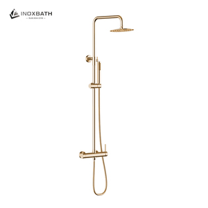 طقم دش دائري من الفولاذ المقاوم للصدأ بنمط رذاذ المطر مثبت على الحائط دش عالي الضغط للحمامات المصقول للفنادق - Product Image 5