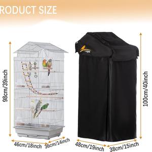 Cubierta para Jaula de Pájaros Perfitel, Negra, Rectangular, Duradera, Transpirable, Lavable, en Forma de U, para Suministros para Pájaros - Product Image 4