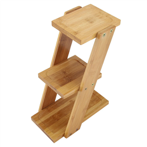 JUNJI-Soporte de bambú de 3 niveles para plantas, maceta de flores, escalera, estante de exhibición de jardín, estilo escalonado, estante de <span class=keywords><strong>madera</strong></span> para plantas - Product Image 3