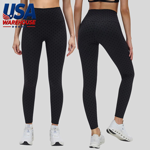 USA Oversea Warehouse Wholesale Quick Drying <b>Gold</b> Zipper Yoga <b>Leggings</b> Set for Fitness&yoga Wear - Product Image 1
