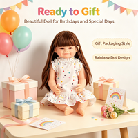 Poupée réaliste en vinyle de 22 pouces, avec des cheveux bouclés et une double queue de cheval, et un pyjama rose, cadeau de fête d'anniversaire pour les petites filles