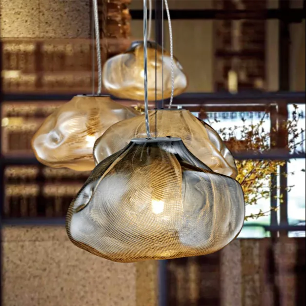 Modern Luxury Handmade Designer Glass ball shade hanging pendant lamp chandelier lights