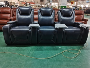 Sofá LED de Alta Calidad en Cuero Azul, Reclinable, Eléctrico, para Cine en Casa, Muebles VIP para Sala de Cine - Product Image 3