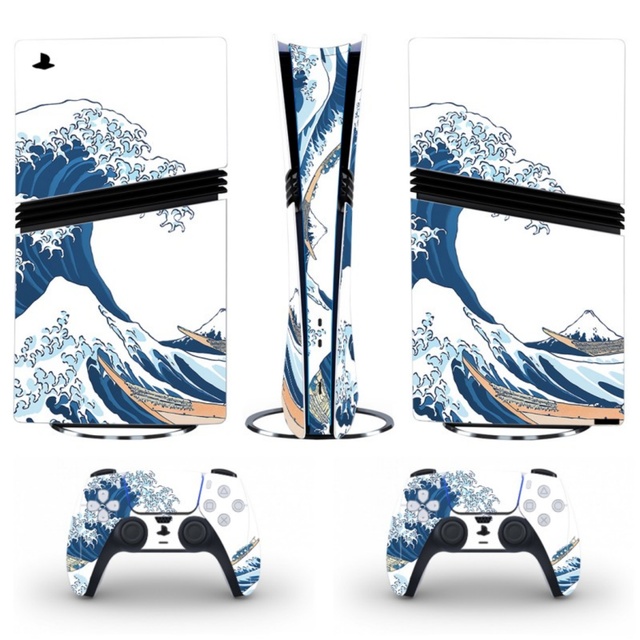 For PS5 Pro Skin - the Great Wave Off Kanagawa High-Quality Vinyl Wrap, Stylish Design