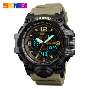 Skmei Digital Watch Skm 1327 Green Light Dual Time Waterproof Shockproof Outdoor Sports Watch Unisex - Product Image 3