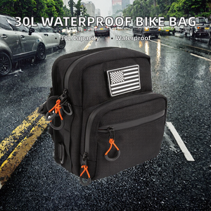 Sacs de vélo 30L en nylon imperméable, sacoche de selle portable pour porte-bagages arrière avec fermeture éclair, grande capacité, porte-bouteilles - Product Image 2