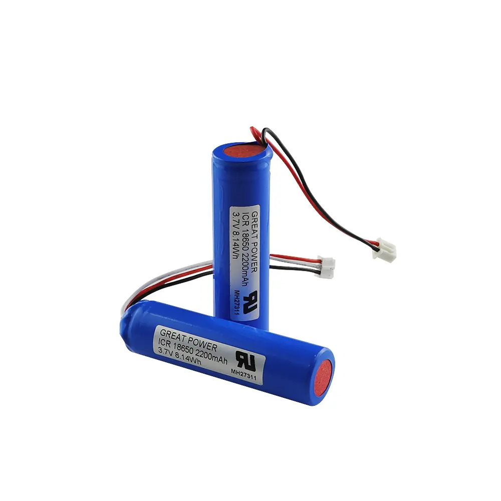 Batterie lithium-ion Rechargeable approuvée UN38.3, 18650, 3.7v, 2200mah, 8,14 wh, cellule de batterie lithium-ion à haut débit avec PCM pour walkie-walkie