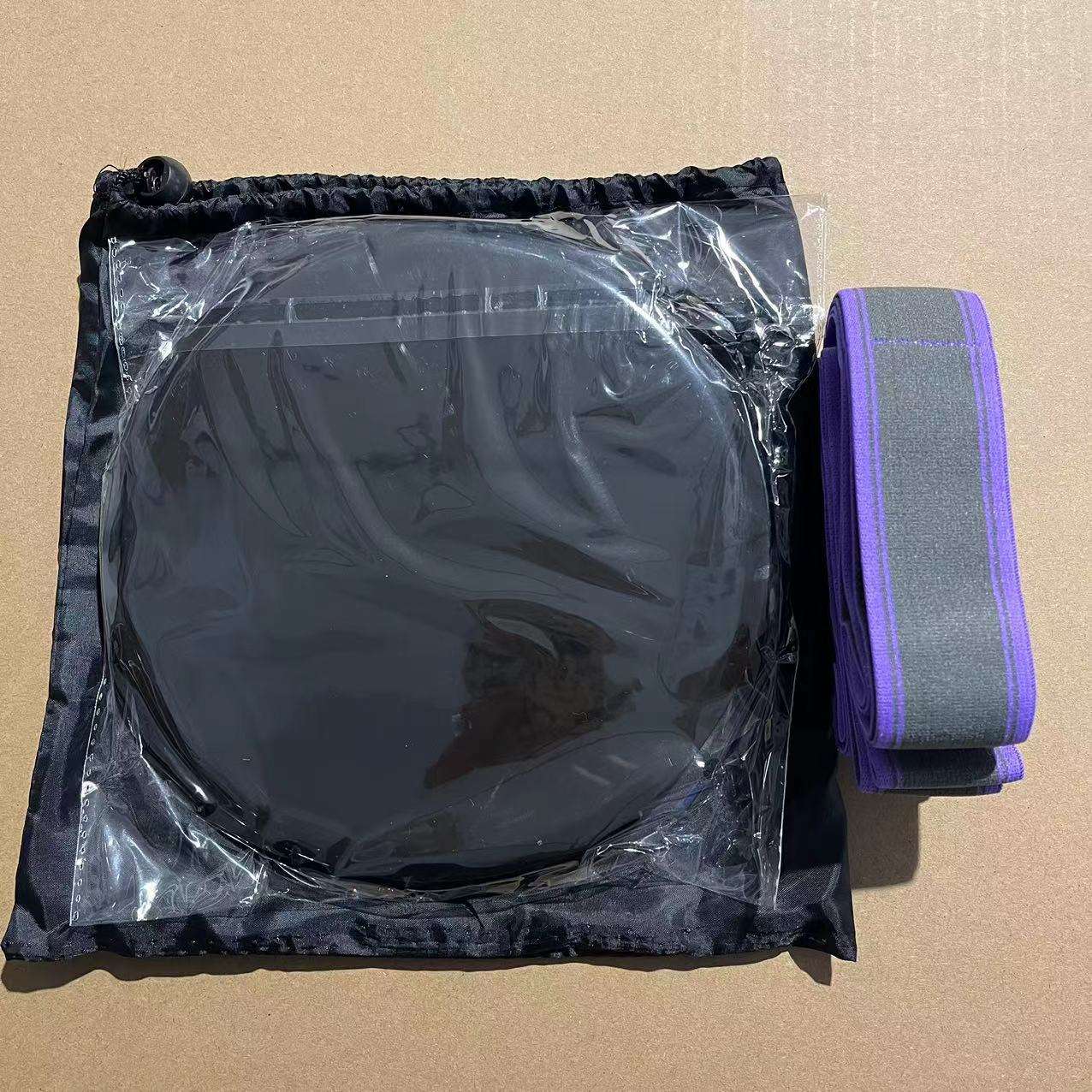 แถบเลื่อนสีดำ + เข็มขัดยืดสีม่วง