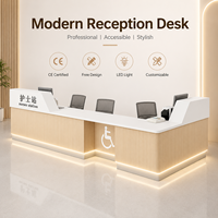 Comptoir de réception moderne personnalisé pour infirmières avec éclairage LED, mobilier de bureau pour hôpital, clinique, réception