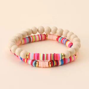 Pulsera con cuentas de madera para mujer, brazalete con <span class=keywords><strong>letras</strong></span> bohemias personalizadas - Product Image 3