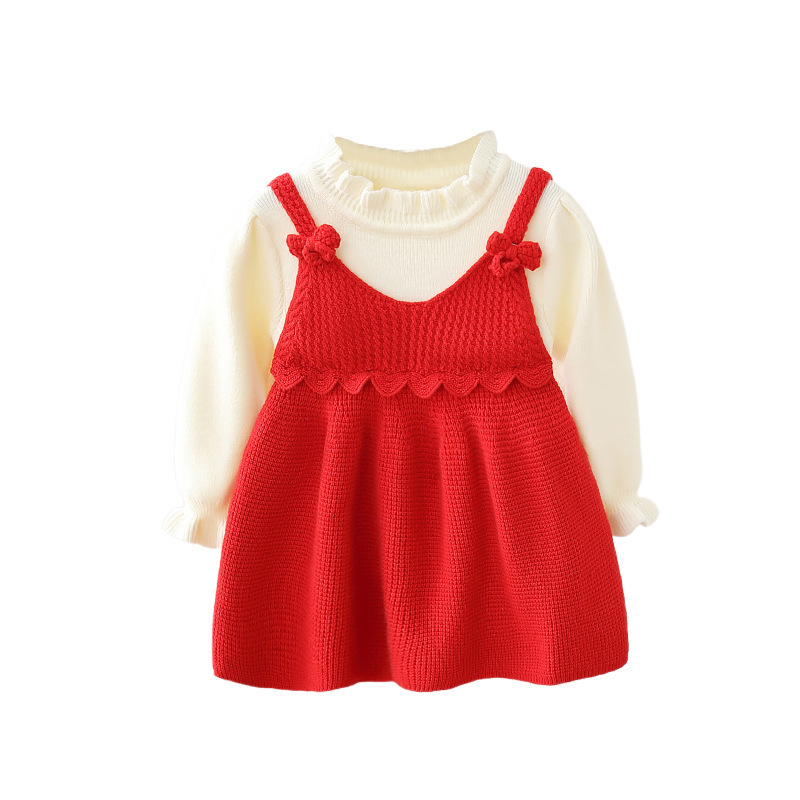 Round neck dress 4 years red toddler pullover sweaters girls'