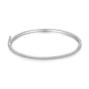 Dylam Dainty 925 Sterling <b>Silver</b> Rhodium Plated 1.5mm 5A Grade Cubic Zirconia Tennis Eternity Fine Jewelry <b>Bracelet</b> <b>Bangle</b> - Product Image 1