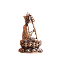 1 pièce Figurine décorative de bureau en laiton et cuivre, style rétro, représentant le Bodhisattva Tang Sanzang Di Zang Wang, objet d'art vieilli