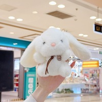 Porte-clés Lapin en Peluche à Longues Oreilles, Mignon et Doux, Mini Jouet Animal en Peluche 3D, Breloque de Sac Kawaii