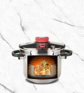 Cuisinière à pression en acier inoxydable avec poignée pliable, cuisinière à pression allemande 6,5/9L, cuisinière à pression multifonction - Product Image 6