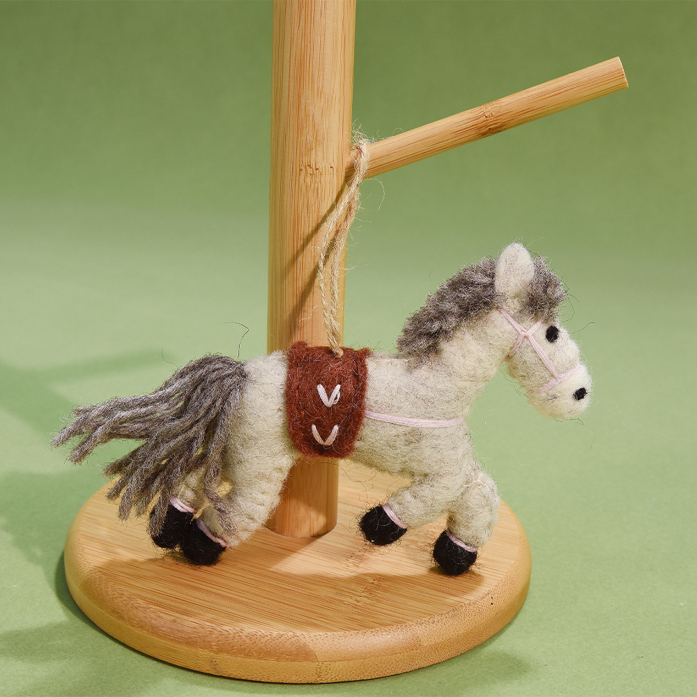 Cavallo grigio -14 cm - feltro di lana [ciondolo]]