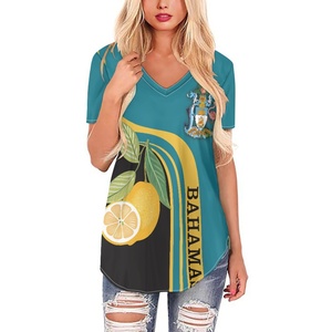 2024 ventes en gros directes professionnel personnalisable hommes femmes T-shirt Bahamas drapeau <span class=keywords><strong>banane</strong></span> 3D décontracté bouton haut Long - Product Image 5